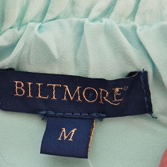 Biltmore Nightgown Womens Medium Aqua Checks Neckline w/ Net Flowers Lined - Picture 2 of 12